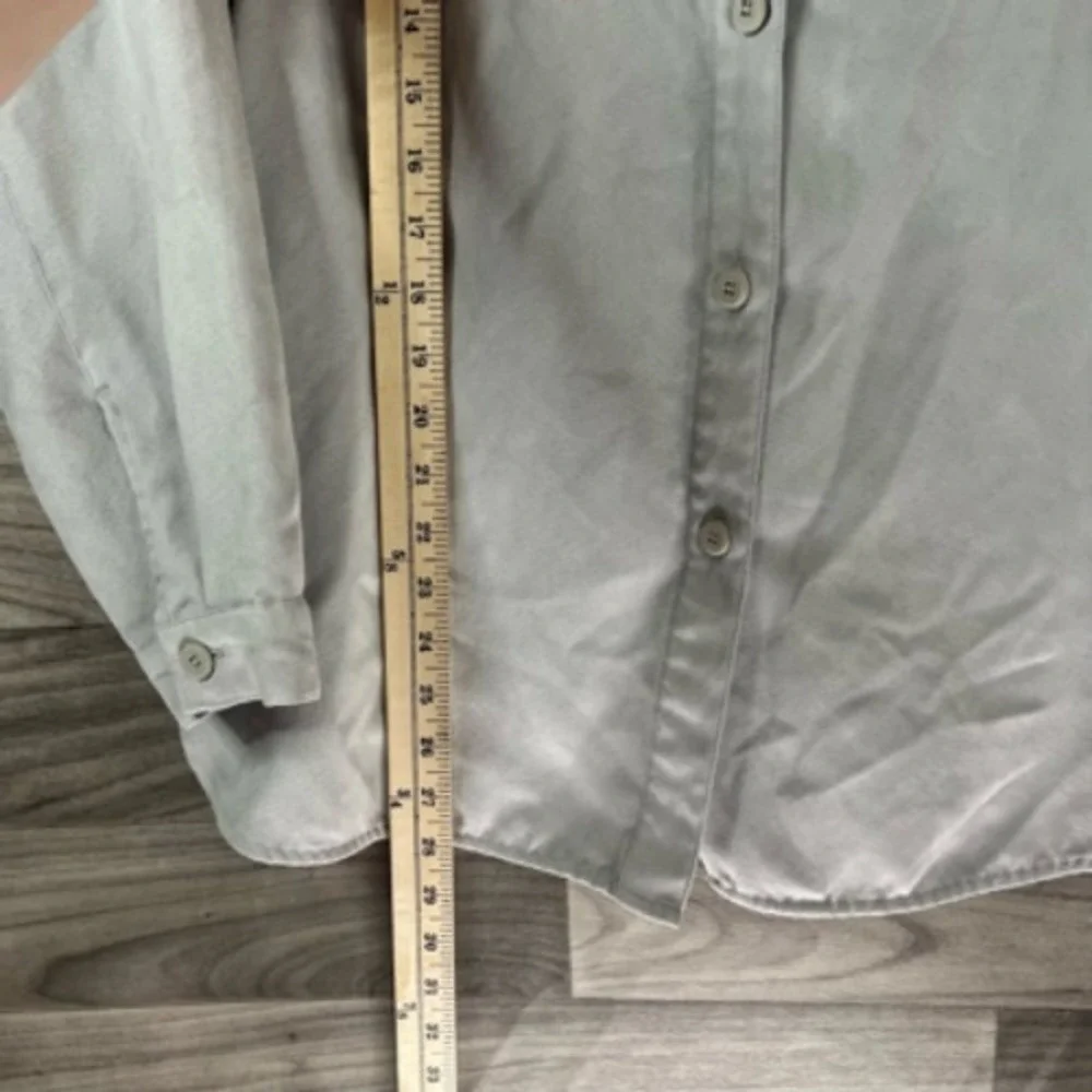 Drapers & Damons Womens Button Up Shirt Gray Long Sleeve Pockets‎ Boyfriend M